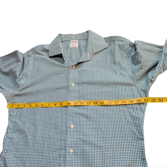 Brooks Brothers Shirt Green Gingham Check Button Up Regent 100% Cotton 16 1/2 - Picture 4 of 8